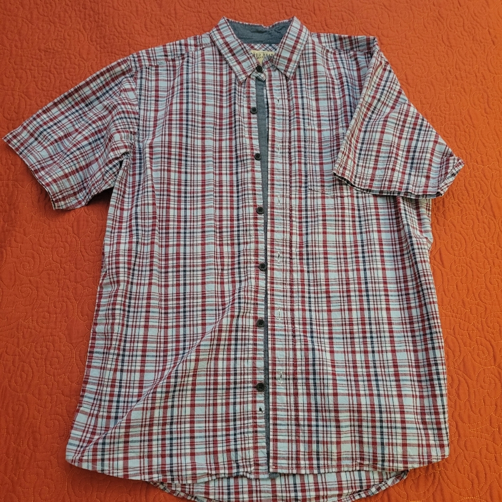 RedHead Casual Red and White Button Down Shirt